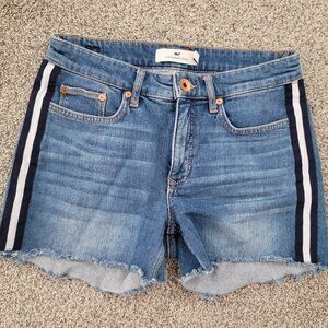 Vineyard Vines Size 26 Jamie Striped Grosgrain Jean Cutoff Short Blue Denim